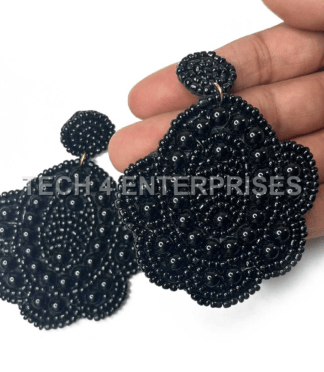 Black Color Flower Shape Earrings