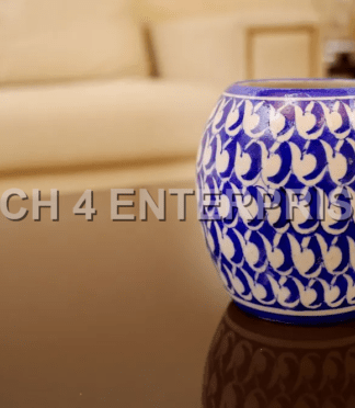 Blue Pottery Drum Vase