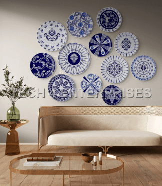 Blue Pottery Floral Wall Plate