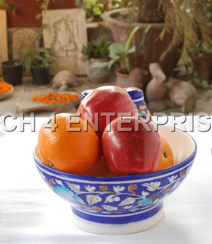 Blue Pottery Fruit Bowl Blue Pottery Fruit Bowl