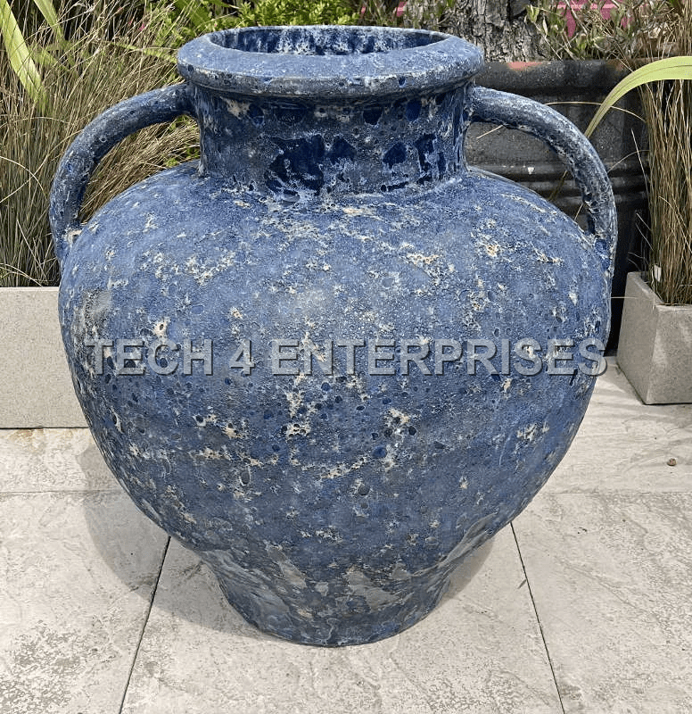 Blue Pottery Pot- Fat belly Vase Blue Pottery Pot- Fat belly Vase