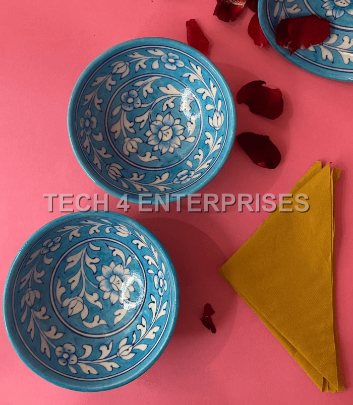 Blue Pottery Serving Bowl