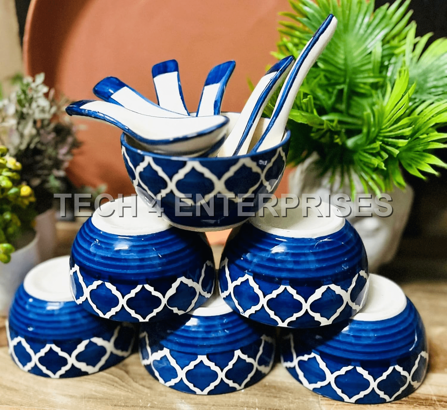 Blue Pottery Bowls & Platters