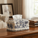 Blue Pottery Tissue Holder Bath Set-1
