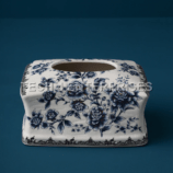 Blue Pottery Tissue Holder Bath Set