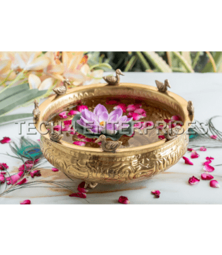 Brass Urli with Duck & Lotus Design