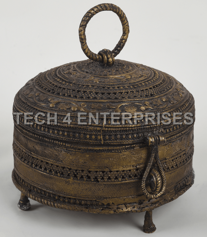 Dhokra Floral Trinket Box-1 Dhokra Floral Trinket Box-1