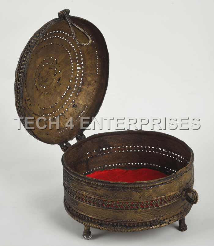 Dhokra Floral Trinket Box-2 Dhokra Floral Trinket Box-2