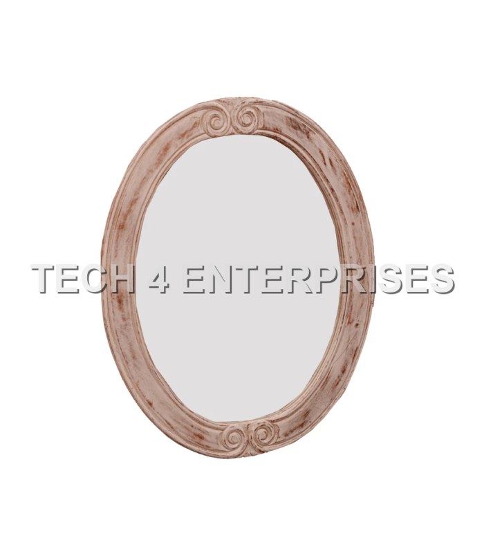 Distressed Wood Oval Mirror