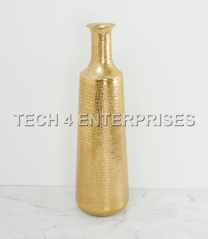 Hammered Brass Floor Vase