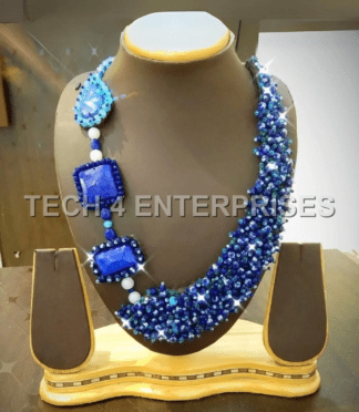 Handmade Blue Crystal Necklace Unique Beaded Jewellery
