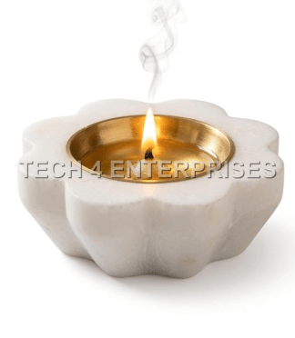 Marble Diya-shape Candle Holder