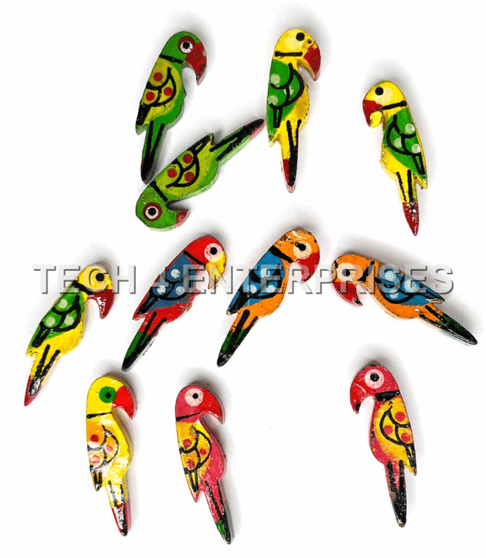 Multi Color Parrot Wooden Miniature Small Size Multi Color Parrot Wooden Miniature Small Size
