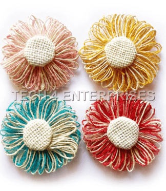 MultiColor Jute Flowers Set of 10