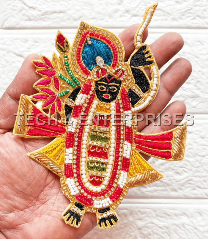 Multicolor Shrinath Ji Beaded Patch for Door Entrance