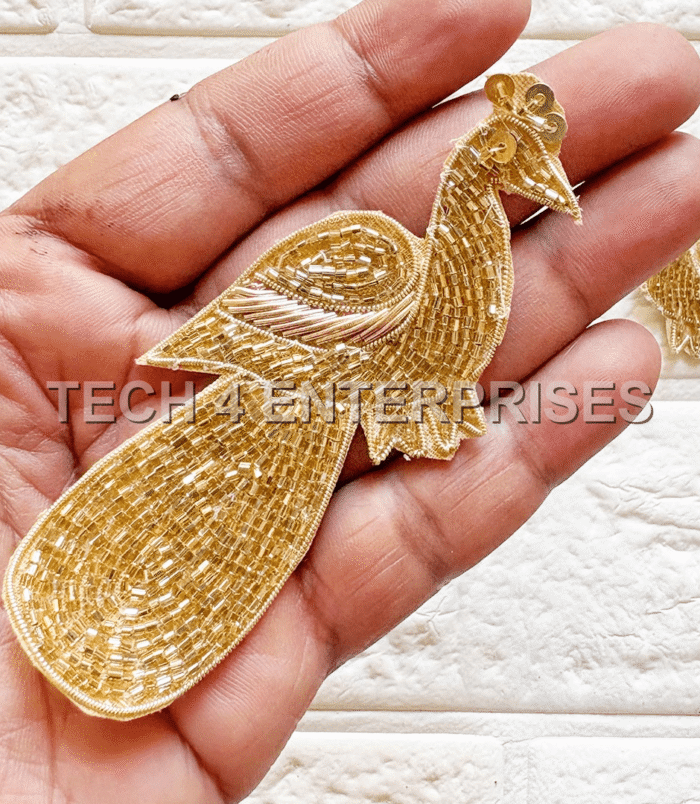 Nakshi Embroidery Golden Peacock Applique Patch Nakshi Embroidery Golden Peacock Applique Patch