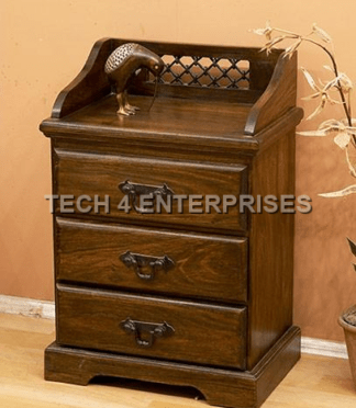 Sheesham Jali-Carved Bedside Table