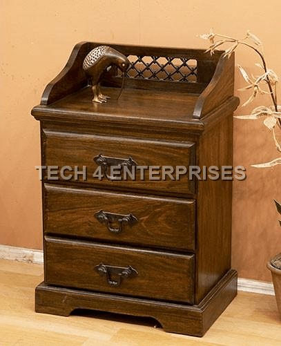 Sheesham Jali-Carved Bedside Table Sheesham Jali-Carved Bedside Table