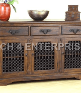 Sheesham Jali-Carved Sideboard
