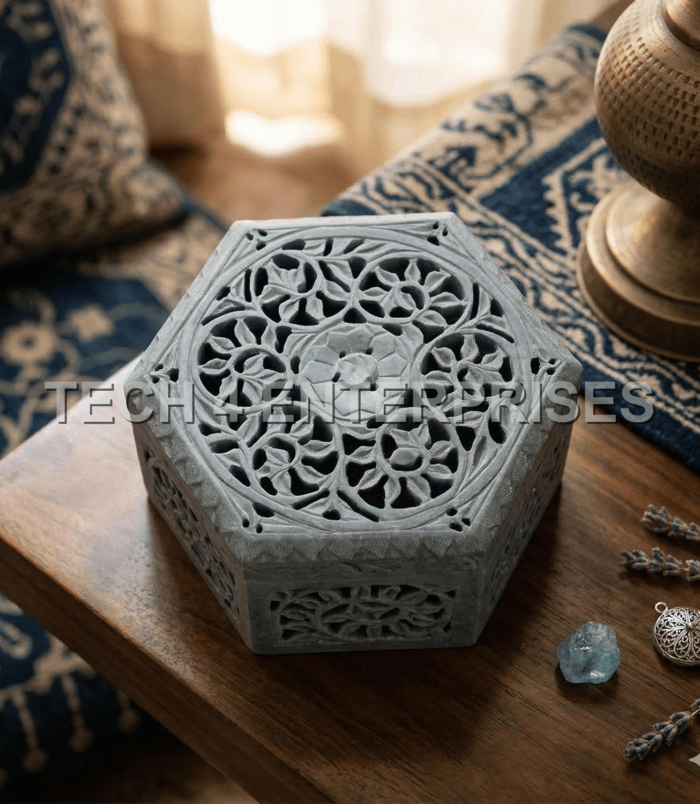 Soapstone Floral Box