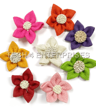 Star Shape Multi Color Jute Flower Set Of 10