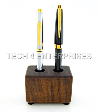 Walnut Wood Double-Hole Pen Stand