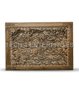 Walnut Wood Floral Jali Wall Panel
