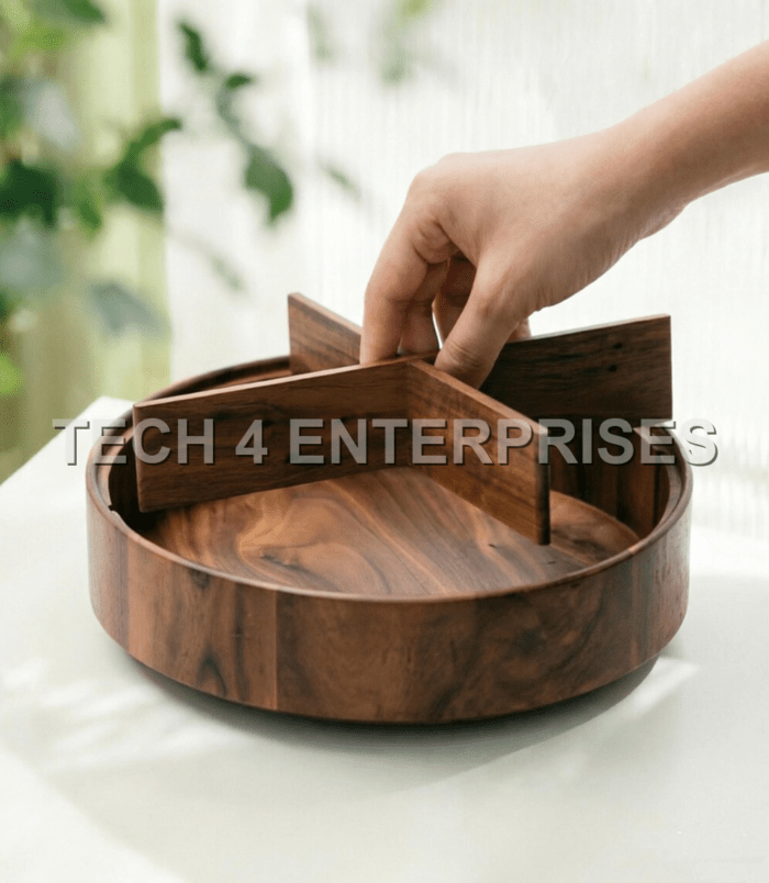 Walnut Wood Round Dry-Fruit Box-2 Walnut Wood Round Dry-Fruit Box-2